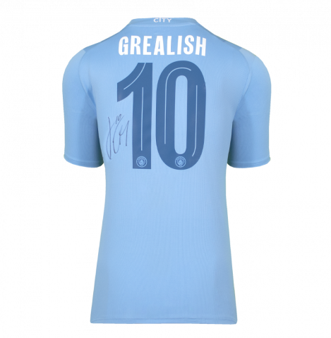 Jack Grealish Back Signed Manchester City 2023-24 Home Shirt  In Deluxe Packaging