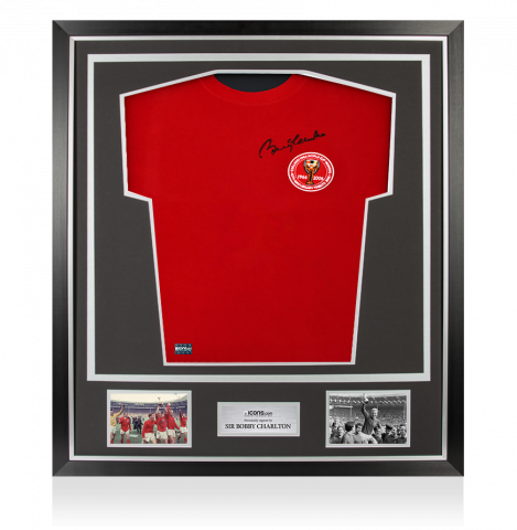Sir Bobby Charlton Front Signed England Home Shirt, 1966 (2006 Anniversary) In Classic Frame