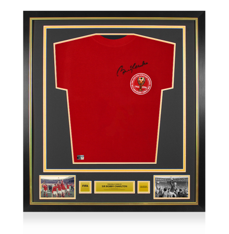 Sir Bobby Charlton Official FIFA World Cup™ Front Signed and Framed England Home Shirt, 1966 (2006 Anniversary) 