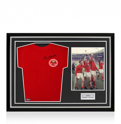 Sir Bobby Charlton Front Signed England Home Shirt, 1966 (2006 Anniversary) In Hero Frame: Option 1