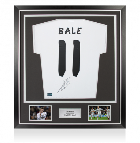 Gareth Bale Back Signed Real Madrid Modern Home Shirt with Fan Style Numbers In Classic Frame