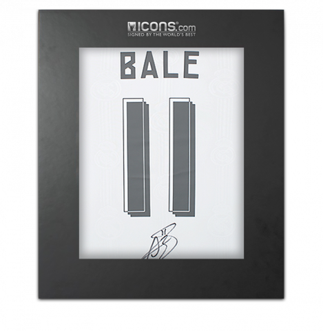Gareth Bale Back Signed Real Madrid Modern Home Shirt with Fan Style Numbers In Deluxe Packaging