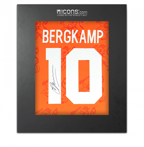 Dennis Bergkamp Back Signed Retro Netherlands Shirt In Deluxe Packaging