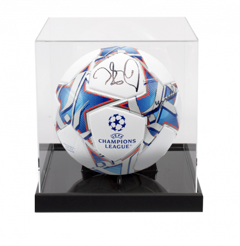 Didier Drogba and Petr Cech Dual Signed UEFA Champions League Football In Acrylic Case