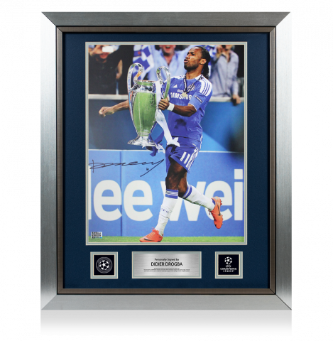 Didier Drogba Official UEFA Champions League Signed and Framed Chelsea Photo: UEFA Champions League Winner