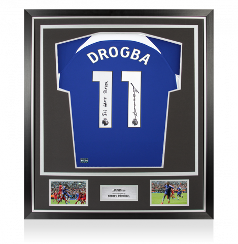 Didier Drogba Back Signed Chelsea 2023-24 Home Shirt - "Big Game Player" Inscription In Classic Frame