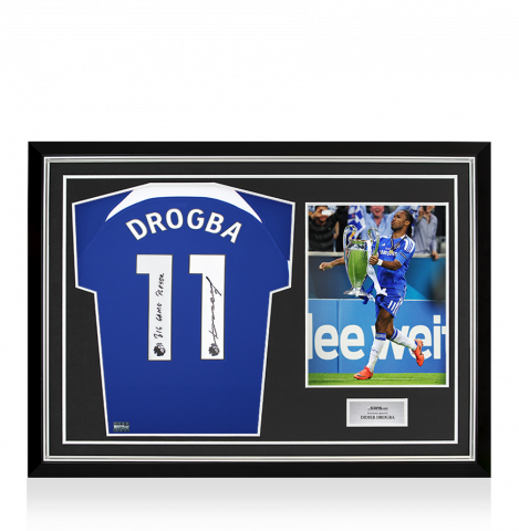 Didier Drogba Back Signed Chelsea 2023-24 Home Shirt - "Big Game Player" Inscription In Hero Frame: Option 1