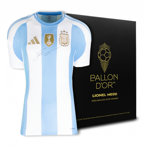 Lionel Messi Official Ballon d'Or™ Front Signed Argentina 2024-25 Home Shirt: 2023 Winner's Pack