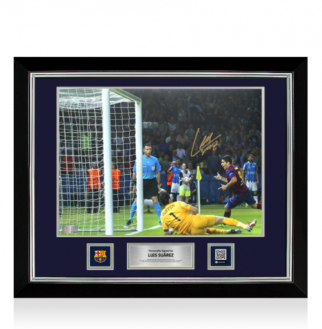 Luis Suarez Official FC Barcelona Signed and Framed Photo: 2015 UEFA Champions League Final Goal vs Juventus