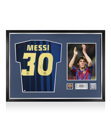 Lionel Messi Official FC Barcelona Official Back Signed and Framed 2004-05 Away Shirt
