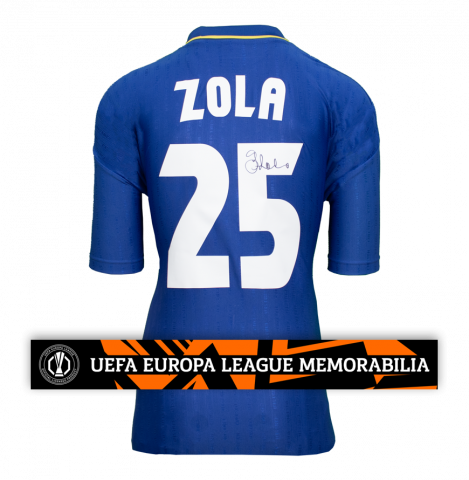 Gianfranco Zola Official UEFA Europa League Signed Chelsea Retro Shirt