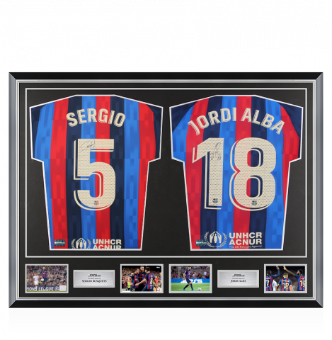 Sergio Busquets & Jordi Alba Signed Barcelona Shirts In Classic Dual Frame