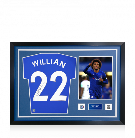 Willian Official Chelsea FC Signed and Framed Chelsea T-Shirt