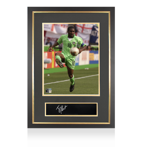 Jay-Jay Okocha Official 2002 FIFA World Cup™ Signed Plaque and Photo Frame