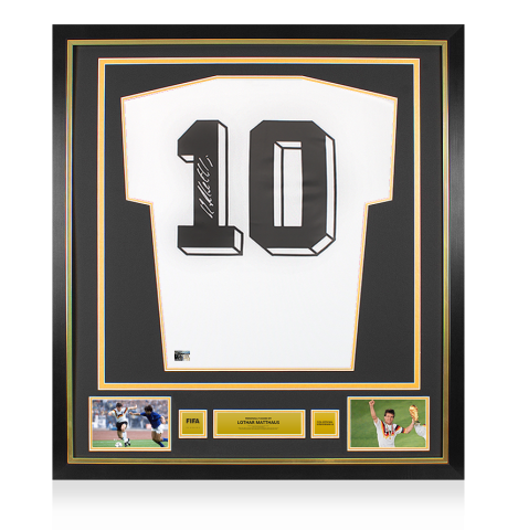 Lothar Matthaus Official FIFA World Cup™ Back Signed and Framed Modern Germany Home Shirt - Gold Bundle