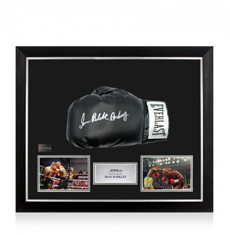 Iran Barkley Signed Everlast Black Boxing Glove In Bubble Frame: Option 1