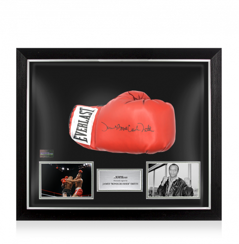 James 'Bonecrusher' Smith Signed Everlast Red Boxing Glove In Bubble Frame: Option 1