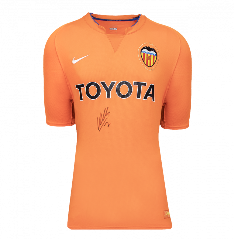 David Villa Front Signed Valencia CF 2007-08 Away Shirt In Deluxe Packaging