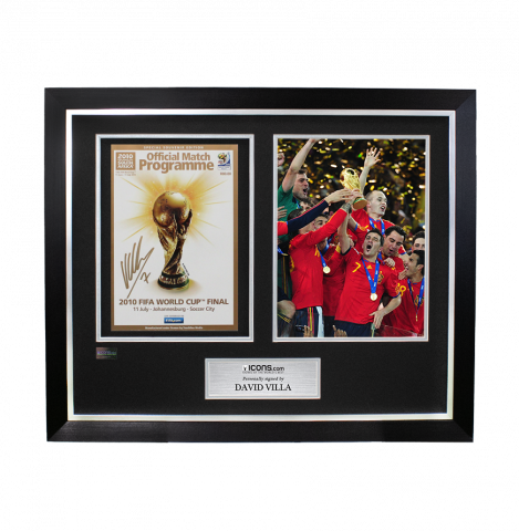 David Villa Signed and Framed Programme: 2010 FIFA World Cup Final 