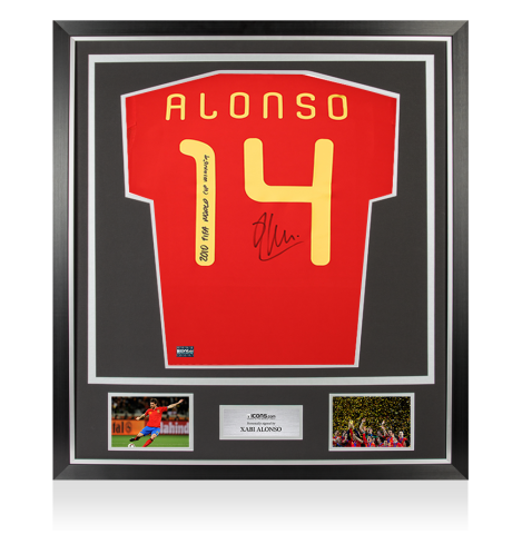 Xabi Alonso Back Signed Spain 2010 Home Shirt - "2010 FIFA World Cup Winner" Inscription In Classic Frame