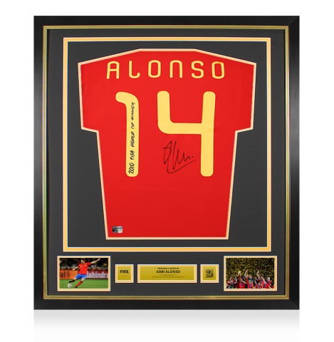 Xabi Alonso Official 2010 FIFA World Cup™ Back Signed and Framed Spain 2010 Home Shirt - "2010 FIFA World Cup Winner"