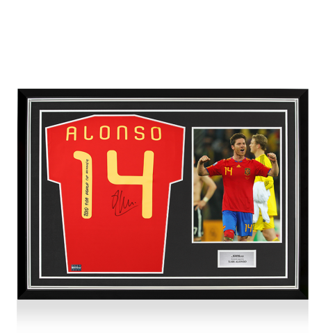 Xabi Alonso Back Signed Spain 2010 Home Shirt - "2010 FIFA World Cup Winner" Inscription In Hero Frame: Option 1