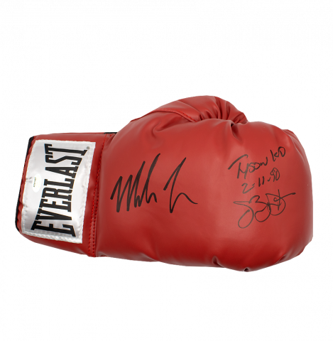 Mike Tyson & James 'Buster' Douglas Dual Signed Everlast Red Boxing Glove - Tyson KO 2/11/90 Inscription In Deluxe Packaging