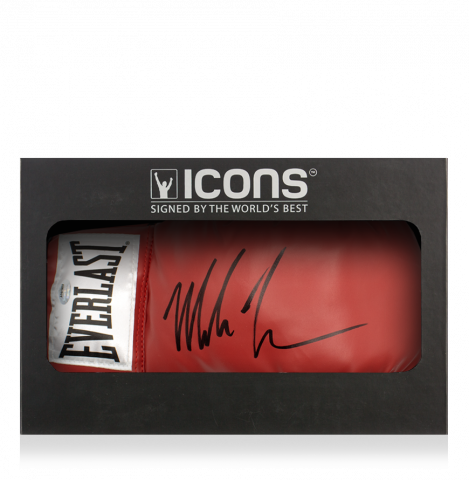 Mike Tyson Signed Everlast Red Full Size Boxing Glove In Deluxe Packaging
