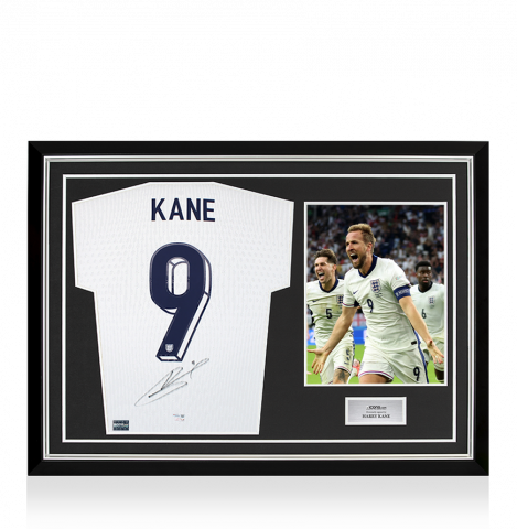 Harry Kane Back Signed England 2024 Home Shirt In Hero Frame: Option 1 Harry Kane Back Signed England 2024 Home Shirt In Hero Frame: Option 1