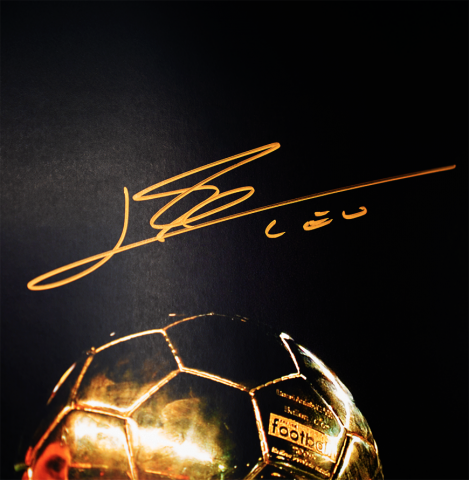 Lionel Messi Official Signed Photo In Black Wooden Frame: 2010 Ballon d'Or Winner