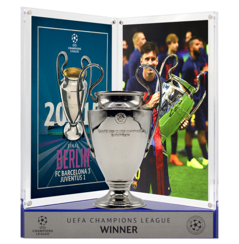 Lionel Messi Official UEFA Champions League Signed 3D Mini Replica Trophy on Stand: 2015 Winner