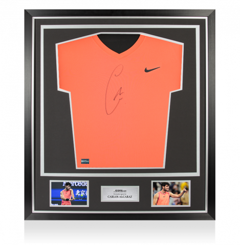 Carlos Alcaraz Signed Nike Dri-Fit Court Victory Tennis T-Shirt In Classic Frame