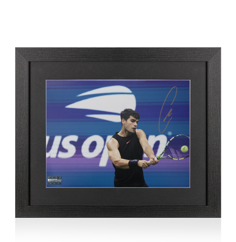 Carlos Alcaraz Signed Photo In Black Wooden Frame: US Open 2024 Action