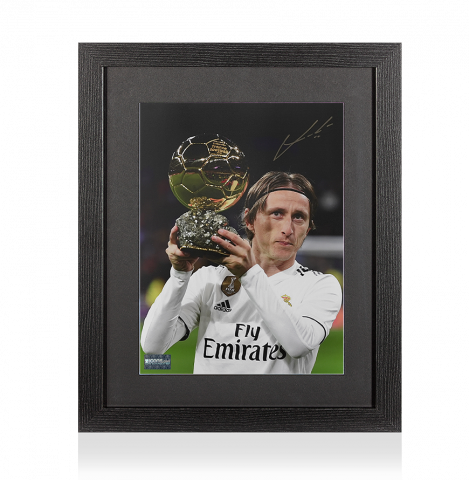 Luka Modric Signed Ballon d'Or Winner Photo In Black Wooden Frame