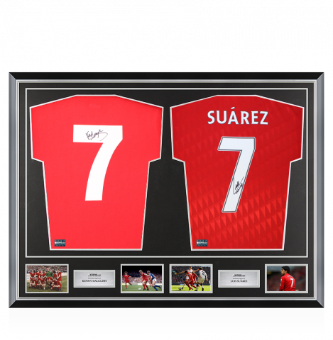 Kenny Dalglish & Luis Suarez Signed Liverpool Shirts In Classic Dual Frame