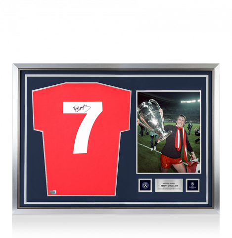 Kenny Dalglish Official UEFA Champions League Back Signed and Hero Framed Liverpool FC 1978 Home Shirt
