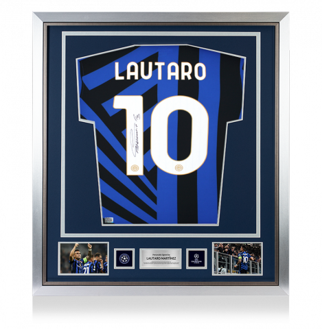 Lautaro Martinez Official UEFA Champions League Back Signed and Framed Internazionale 2024-25 Home Shirt 