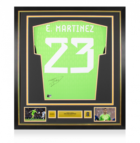 Emiliano Martinez Official 2026 FIFA World Cup™ Back Signed and Framed Argentina 2022 Home Goalkeeper Shirt