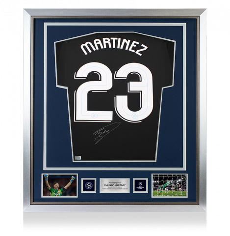 Emiliano Martinez Official UEFA Champions League Back Signed and Framed Aston Villa 2024-25 Goalkeeper Shirt