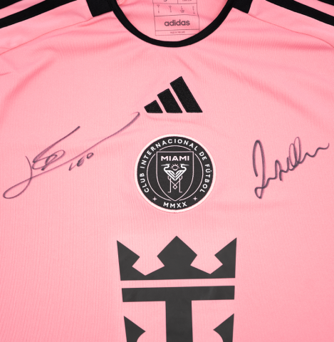 David Beckham & Lionel Messi Dual Front Signed Inter Miami CF 2024-25 Home Shirt In Classic Frame