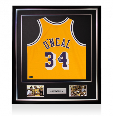 Shaquille O'Neal Signed and Framed Los Angeles Lakers Mitchell & Ness Gold Authentic Jersey