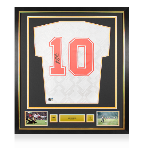 Gary Lineker Official 1990 FIFA World Cup™ Back Signed and Framed England 1990 Home Shirt - Bronze Bundle Gary Lineker Official 1990 FIFA World Cup™ Back Signed and Framed England 1990 Home Shirt - Bronze Bundle
