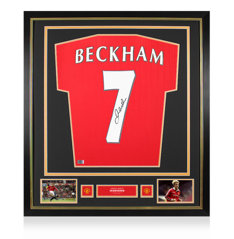 Sir David Beckham Official Manchester United Back Signed and Framed 2022-23 Home Shirt with Fan Style Number
