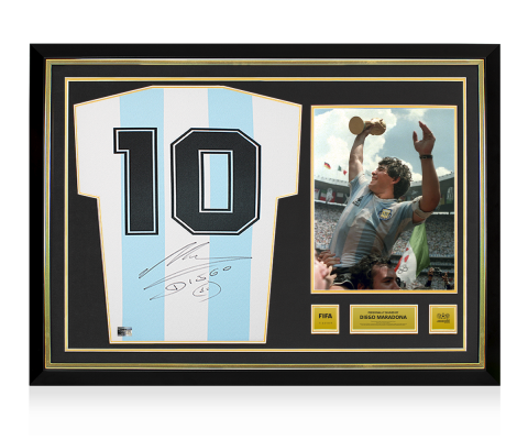 Diego Maradona Official 1986 FIFA World Cup™ Back Signed and Hero Framed Argentina 1986 Home Shirt