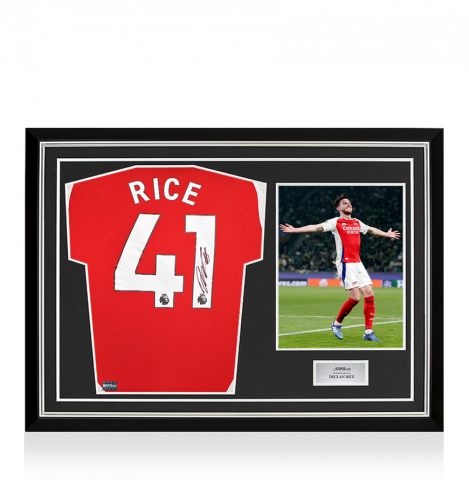 Declan Rice Back Signed Arsenal 2024-25 Home Shirt In Hero Frame: Option 1