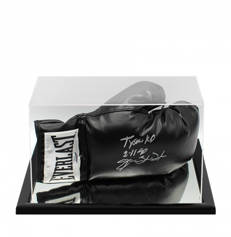 James Buster Douglas Signed Everlast Black Boxing Glove In Acrylic Case - Tyson KO 2-11-90