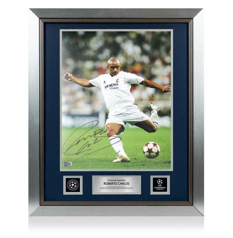 Roberto Carlos Official UEFA Champions League Signed and Framed Real Madrid CF Photo: Los Blancos Icon