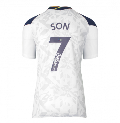 Son Heung-min Back Signed Tottenham Hotspur 2020-21 Home Shirt In Deluxe Packaging