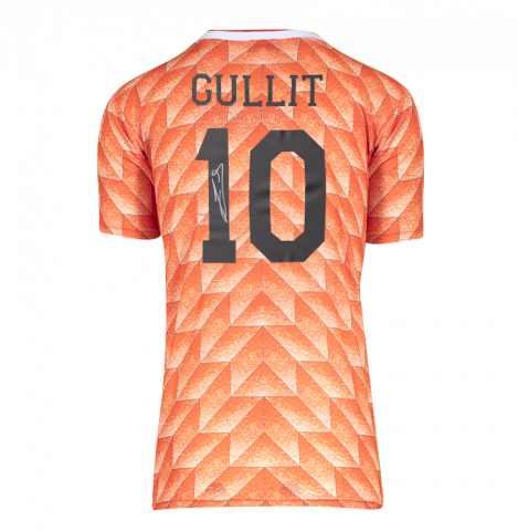 Ruud Gullit Back Signed Netherlands 1988 Home Shirt In Deluxe Packaging