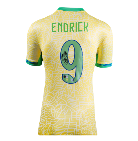 Endrick Official FIFA World Cup™ Back Signed Brazil 2024 Home Shirt In Deluxe Packaging